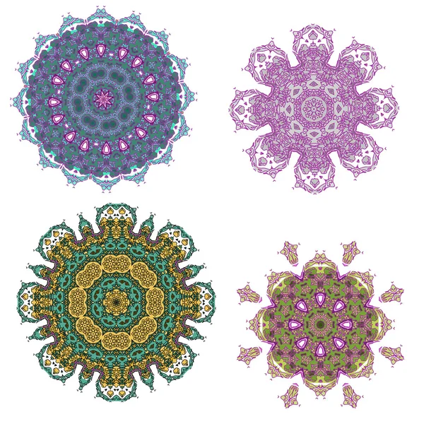 Lace purple floral colorful ethnic ornament — Stock Vector