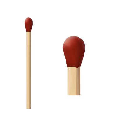 Two wooden matches with red wick macro clipart