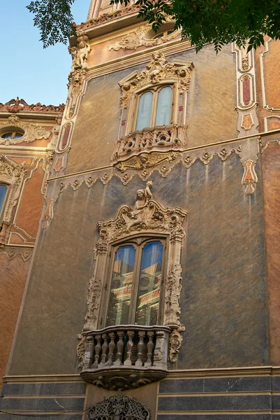 Historic buildings with lace fronts of city Valencia Spain — Stock Photo, Image