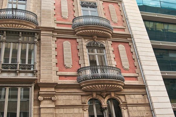 Historic buildings with lace fronts of city Valencia Spain — Stock Photo, Image