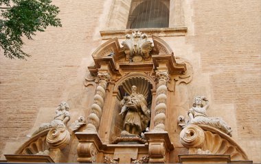Valencia, İspanya, cephe katedral kilise.