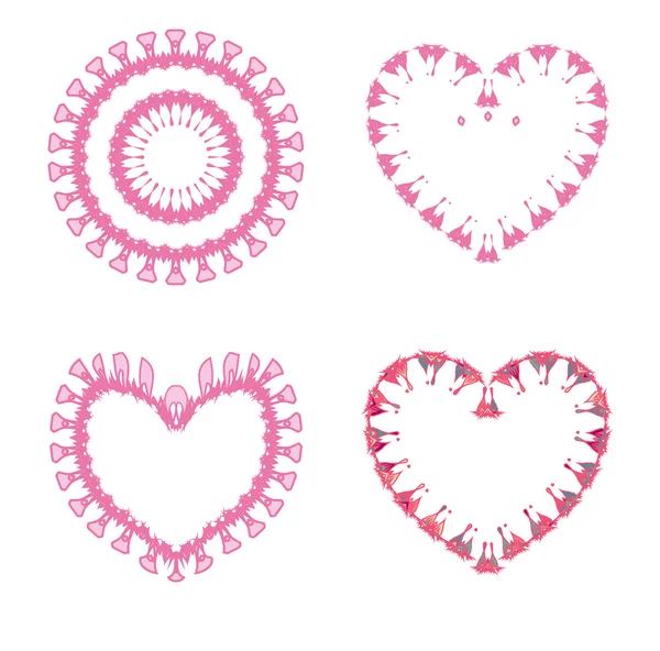 Pink spring flowers hearts — Stock Vector