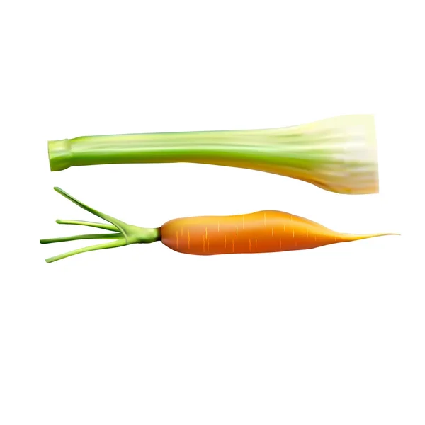 Zanahorias dulces y grasosas con lechuga crujiente — Vector de stock