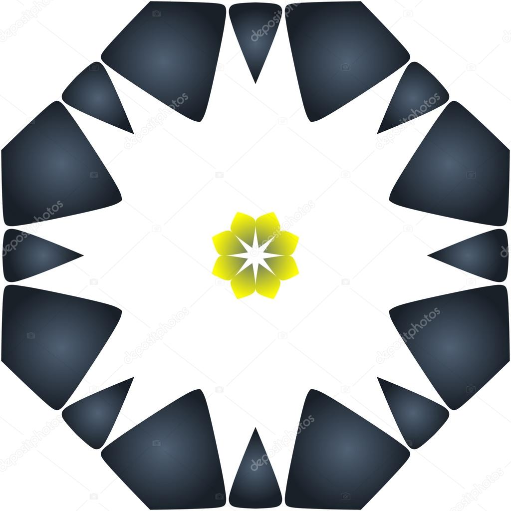 Abstract colorful yellow geometric hexagon