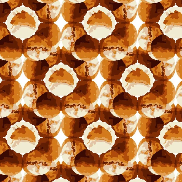 Abstract pattern of warm gold color with honey beeswax. Bee honey pattern with sweet circles. — Stockvektor