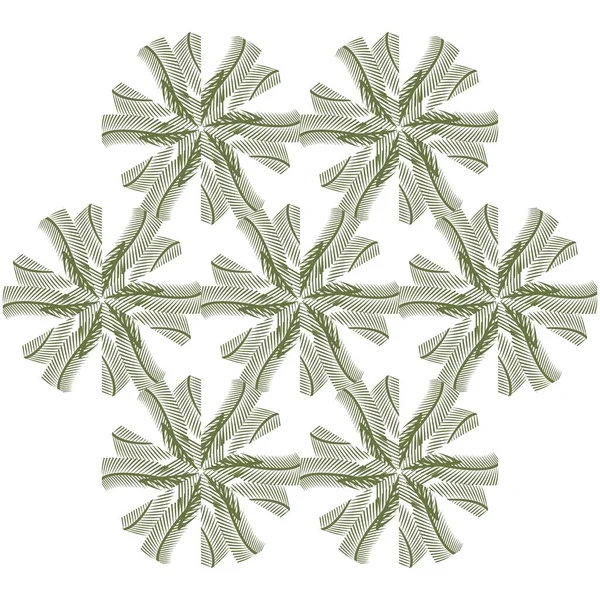 緑の雪片のクリスマスの装飾パターン — ストックベクタ
