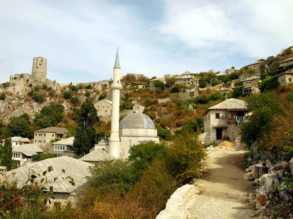 Mosque and the old town Pocitelj in Bosnia and Herzegovina — Stock Photo, Image