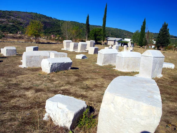 Antik mezar taşları, mezarlık stolac, Bosna-Hersek — Stok fotoğraf