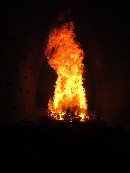 fire in the boiler furnace retort,
