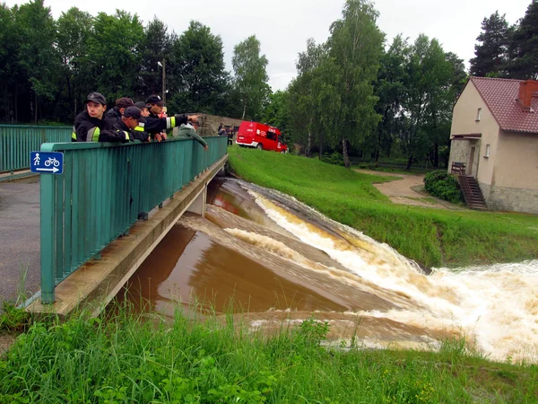 High water levels in Zielona and river Mala Panew 11 June 2013 — Stock Photo, Image