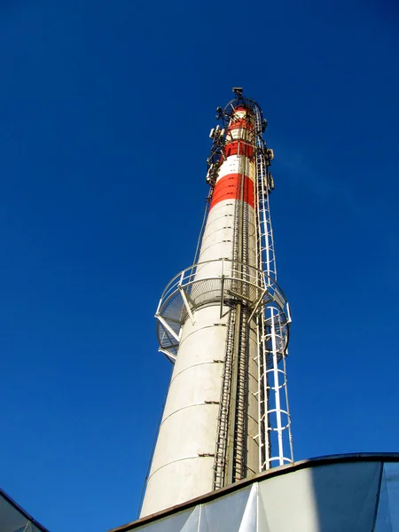 Tall industrial chimney concrete — Stock Photo, Image