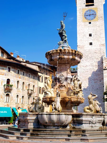 Historic fountain in the cathedral square of Trento — Stock Photo, Image