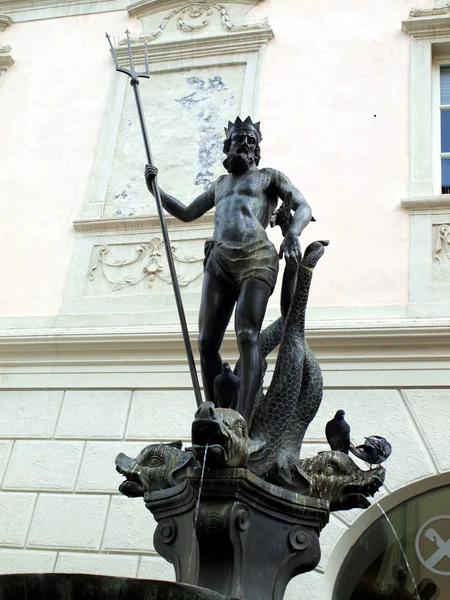 The Fountain of Neptune in Piazza delle Erbe (Bolzano-Italy) — Stock Photo, Image