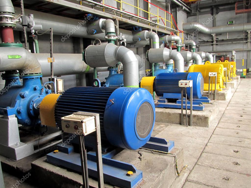 Several water pumps with electric motors Stock Editorial Photo