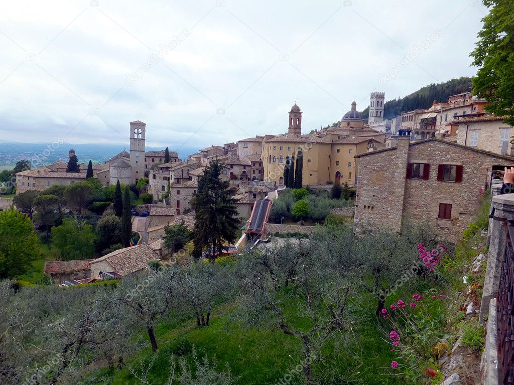panorama of the old city of Assisi in Italy