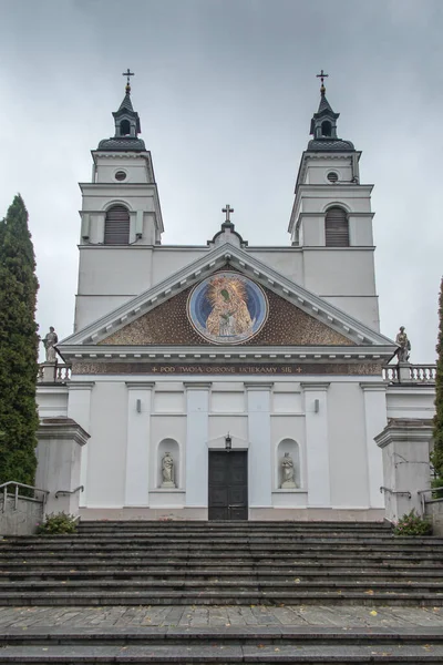 Kościół Antoniego Sokolce Polsce Miejsce Cudu Eucharystycznego Pochmurną Deszczową Pogodę — Zdjęcie stockowe