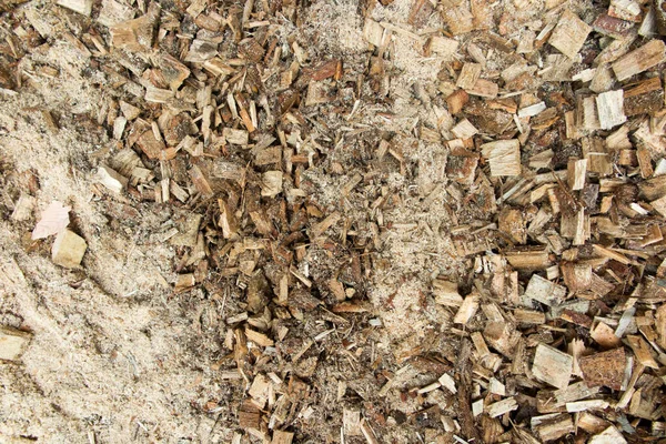 Biomasa Madera Triturada Mezclada Diversas Maneras Como Fondo — Foto de Stock