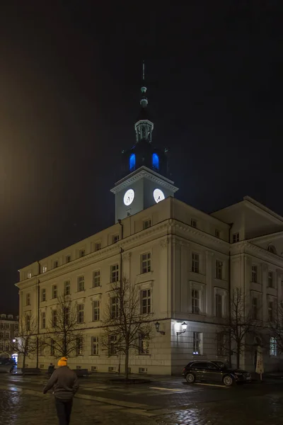 Das Rathaus Kalisz Polen Bei Nacht Das Neoklassische Rathaus Kalisz — Stockfoto