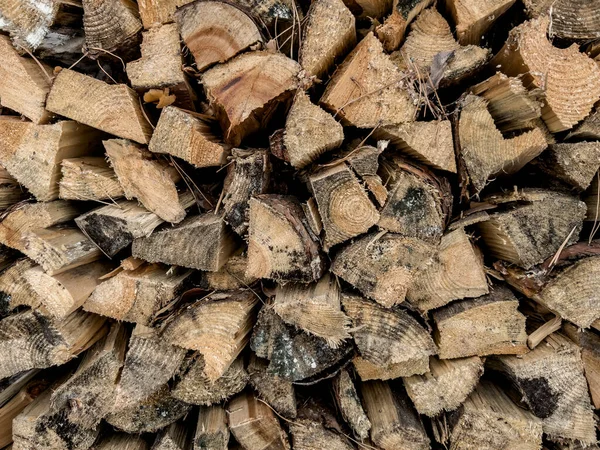 Firewood Cut Split Pieces Stacked Background — Zdjęcie stockowe