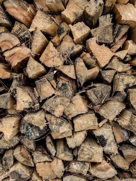 Firewood Cut Split Pieces Stacked Background —  Fotos de Stock