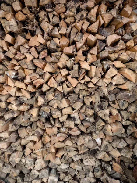 Firewood Cut Split Pieces Stacked Background — Stockfoto