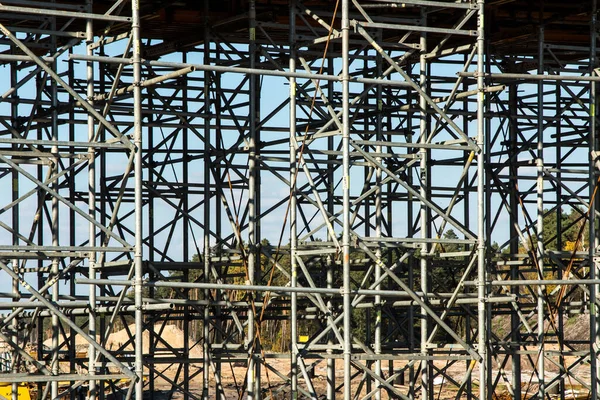 Construction Scaffolding Built Overpass Highway Background — Stock Photo, Image