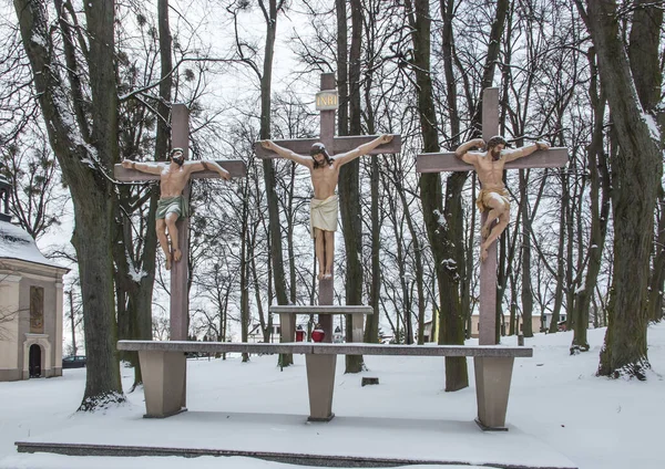 Jezus Twee Dieven Kruisen Golgotha Internationale Schrijn Van Sint Anna — Stockfoto