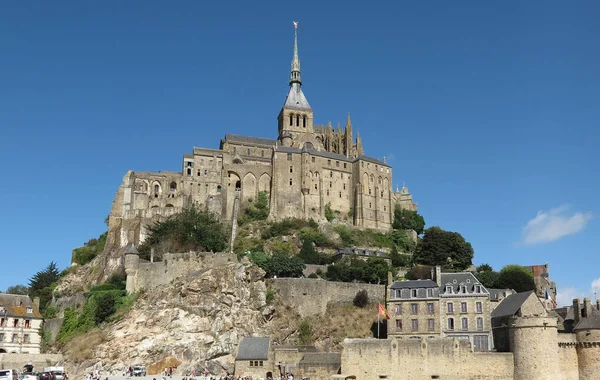 Mont Saint Michel Francja Września 2016 Panoramiczny Widok Słynnej Wyspy — Zdjęcie stockowe