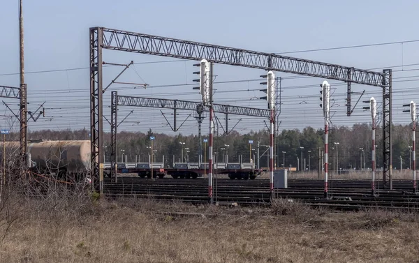 Frammento Dell Infrastruttura Ferroviaria Tarnowskie Gory Una Città Nel Nord — Foto Stock