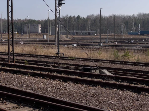 Een Fragment Van Spoorweginfrastructuur Tarnowskie Gory Een Stad Het Noorden — Stockfoto