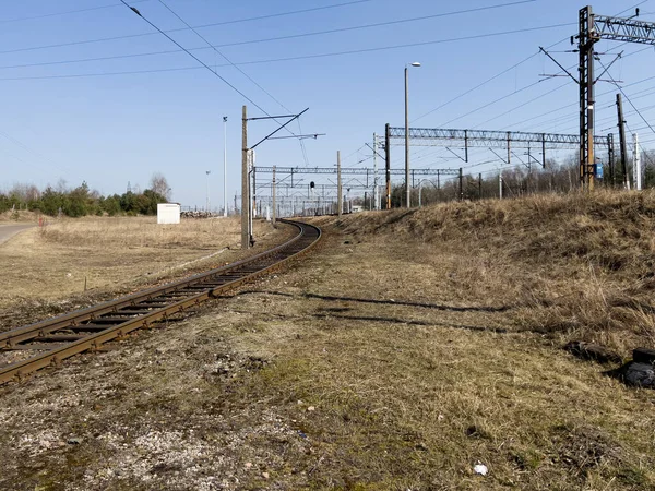 Una Vía Ferrocarril Lateral Que Conduce Desde Ferrocarril Principal Una —  Fotos de Stock