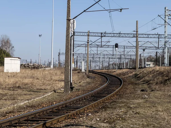 Oldalsó Vasúti Sín Vezet Fővasútról Illusztráció Hogy Félre Kell Tenni — Stock Fotó