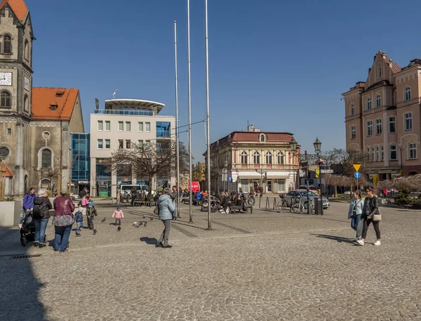 Tarnowskie Gory Polen Mars 2022 Stortorget Med Synlig Evangelisk Augsburg — Stockfoto