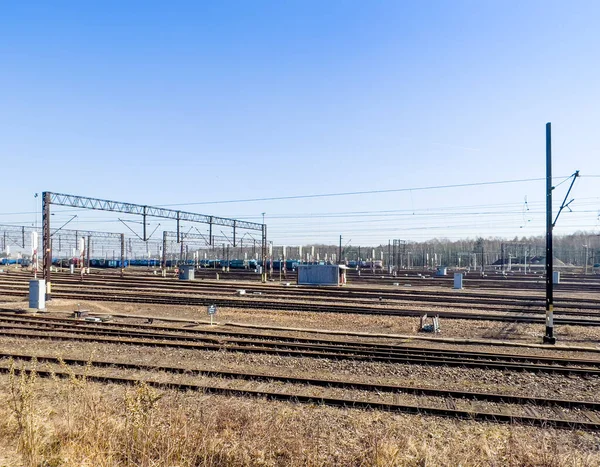 Ett Fragment Järnvägsinfrastrukturen Tarnowskie Gory Stad Norra Schlesien Med Den — Stockfoto