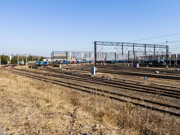 Een Fragment Van Spoorweginfrastructuur Tarnowskie Gory Een Stad Het Noorden — Stockfoto