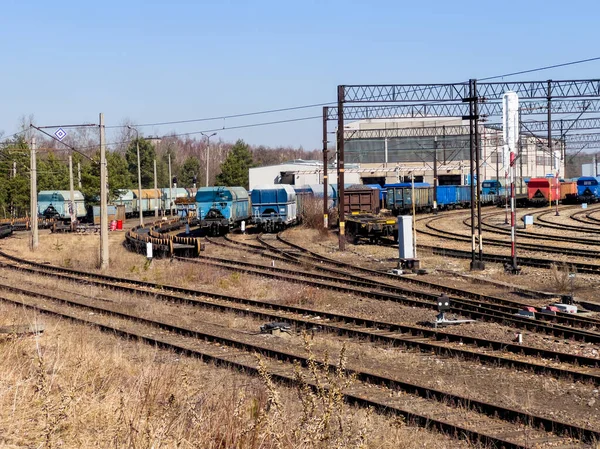 Fragment Infrastruktury Kolejowej Tarnowskich Górach Mieście Północy Górnego Śląska Największym — Zdjęcie stockowe