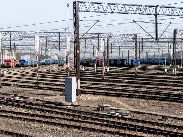 Fragment Železniční Infrastruktury Tarnowskie Gory Městě Severu Horního Slezska Největším — Stock fotografie