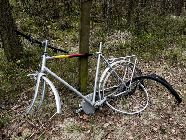 Incomplete Old Bike Left Woods Bike Path — Stock Photo, Image