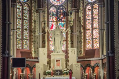 Torun, Polonya, 09 Mayıs 2022: Polonya 'nın Torun kentinde İskenderiyeli Aziz Catherine garnizon kilisesi.