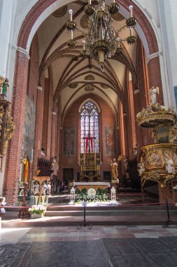 Torun, Polonya, 09 Mayıs 2022: Vaftizci Yahya Katedrali ve Torun 'daki Evangelist Yahya' nın İçi