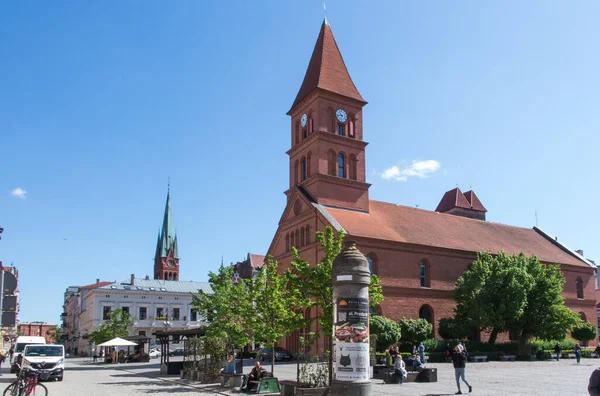 Torun Polonya, 09 Mayıs 2022: Eski evanjelik kilise, Rynek Nowomiejski 28, Torun Polonya