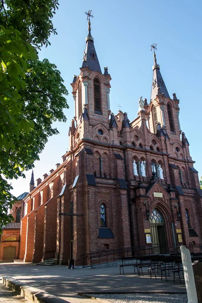 Внешний Вид Церкви Коллегиальная Церковь Петра Павла Чехоцинеке Польше — стоковое фото