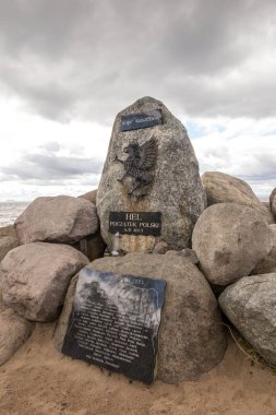 Hel, Polonya, 12 Mayıs 2022: Kashubian ve Polonya 'daki yazıtlar: 