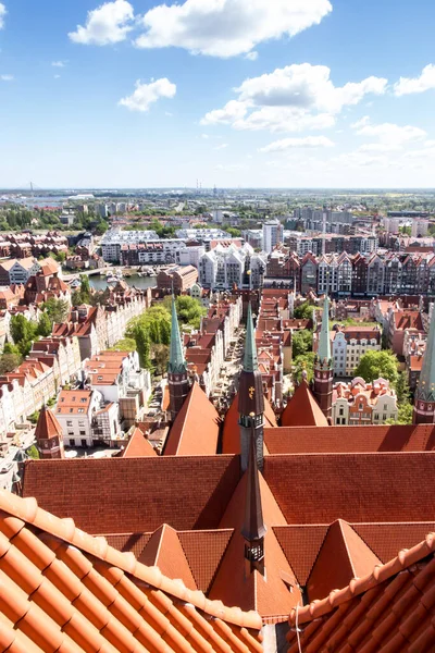 Mary Bazilikası Nın Kulesinden Gdansk Eski Bölümünün Görüntüsü Polonya — Stok fotoğraf