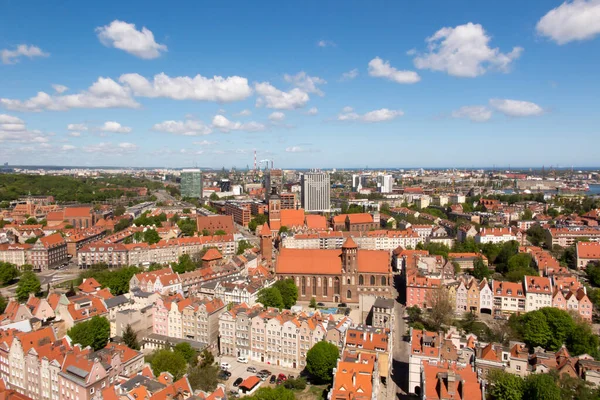 View Old Part Gdansk Tower Mary Basilica Poland — Fotografia de Stock