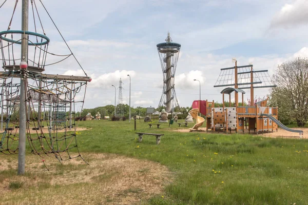 Torre Observación Zarnowiec Voivodato Pomerania Cerca Central Hidroeléctrica Construcción Sin — Foto de Stock