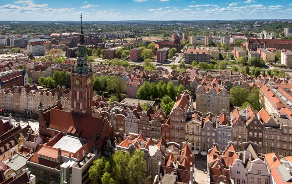 Mary Bazilikası Nın Kulesinden Gdansk Eski Bölümünün Görüntüsü Polonya — Stok fotoğraf
