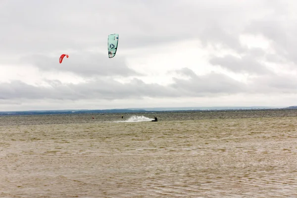Learning Kitesurfing Shallow Waters Puck Bay Side Hel Peninsula Poland — Foto de Stock