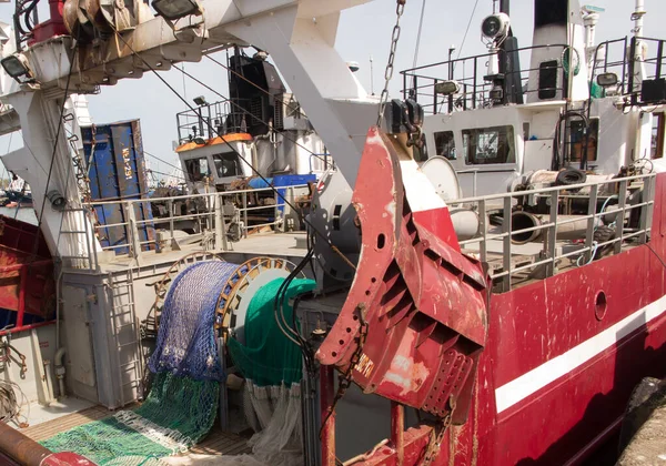 Fisheries network rolled up on the cutter drum