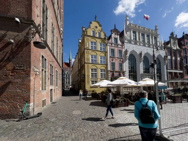 Gdansk Poland May 2022 Colorful Facades Tenement Houses Dluga Street — Stockfoto